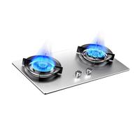 Cuisinière À Gaz 2 Brûleurs, Poêle À Frire 9 Cavités Haute Température, Réchaud Double Brûleur 5,2 KW Avec Allumage Automatique, Cuisine Extérieure Pour Camping-car(NG)