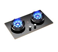 Cuisinière À Gaz 2 Brûleurs, Support De Casserole En Fonte, Minuterie De 180 Minutes, Cuisinière Autonome En Verre Noir, Camping Extérieur 5,2 KW(NG)