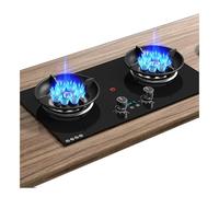 Cuisinière À Gaz 2 Feux, 5,2 KW, 9 Cavités, Feu Élevé, Verre Trempé Noir, Support De Casserole En Fonte, Minuterie De 180 Minutes (indépendante Des Deux Côtés)(NG)