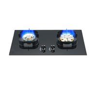 Cuisinière À Gaz 2 Feux, Cuisinière De Table GPL/GN, Poêle À Frire Haute Puissance 9 Cavités 5,2 KW, Support De Casserole En Fonte Et Verre Trempé(LPG)