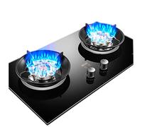 Cuisinière À Gaz 2 Feux Panneau En Verre Trempé, Minuterie 180 Minutes (indépendante Des Deux Côtés) Avec Protection Anti-extinction, Plan De Travail Et Cuisinière Intégrée GPL/gaz Naturel ( Size : LP