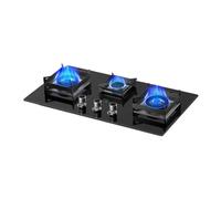 Cuisinière À Gaz 3 Brûleurs De 5,2 KW, Domestique Au GPL/comptoir Naturel, Allumage Automatique En Verre Trempé, Avec Protection Contre Les Pannes Lame Et Minuterie 90 Minutes(NG)