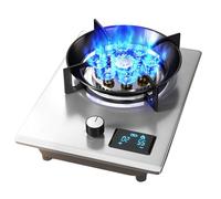 Cuisinière À Gaz 32 Cm, Cuisinière À Gaz 1 Brûleur, Brûleur Wok À Anneau De Feu 7,2 KW À 9 Cavités, Dessus En Verre Trempé Noir Avec Protection Anti-extinction, Adapté À La Cuisine Domestique