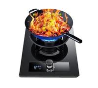 Cuisinière À Gaz 33 Cm 5,2 KW 9 Cavités Haute Puissance Minuterie 99 Minutes, Support De Casserole En Fonte Avec Protection Anti-extinction, Cuisinière Autonome En Verre Noir For Camping Et Extérieur(