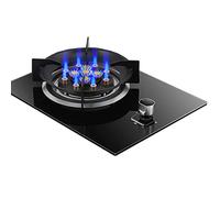 Cuisinière À Gaz 33 Cm, Cuisinière À Gaz 1 Brûleur, Brûleur Wok À Anneau De Feu 9,0 KW À 13 Cavités, Dessus En Verre Trempé Noir Avec Protection Anti-extinction, Convient For La Cuisine À Domicile