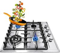 Cuisinière à gaz, 4 brûleurs, grilles en fonte