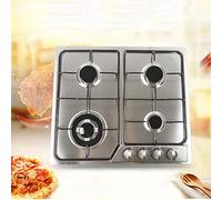 Cuisinière à gaz, 4 feux, en acier inoxydable, avec bouton poussoir rotatif, couvercle en métal, pour la cuisine commerciale, dans les ménages ou les restaurants