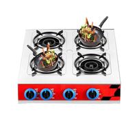 Cuisinière À Gaz 4 Feux Encastrée, Poêle Frire Haute Puissance 3,2 KW, Plaques De Cuisson En Acier Inoxydable, Plaque Camping Allumage Automatique, Protection Anti-extinction(NG)