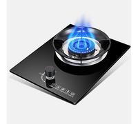 Cuisinière à gaz 5,0 kW - Cuisinière à gaz de cuisine en verre noir pour comptoir et cuisson intégrée avec anneau de cuisson portable en fonte pour cuisine, restaurant et appartements