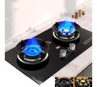 Cuisinière À Gaz 5,2 KW - Gaziniere Gaz D'intérieur 2 Brûleurs, Cuisinière À Gaz Portable, Support De Cuisinière Coupe-Vent en Fonte, Allumage en Verre Trempé, Double Brûleur De Camping GPL/NG(Ng)