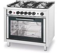 Cuisinière à gaz 5 feux avec four électrique Kitchen Line Argent 230V/2900W Hendi 1