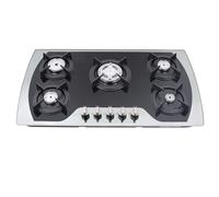 Cuisinière à gaz 5 feux, plaque de cuisson en verre 5 zones intégrée, pour gaz naturel et gaz liquéfié, avec allumage électronique par impulsion