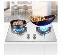 Cuisinière À Gaz 71CM, Avec 2 Brûleurs, 4,5/5,2KW- Cache-pot En Fonte De Verre Trempé Argenté, Avec Protection Anti-extinction, Kit GPL/gaz Naturel (Size : LPG)