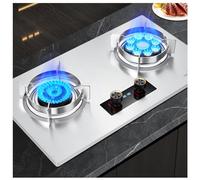 Cuisinière À Gaz 75CM, Avec 2 Brûleurs, 5,2KW Avec Fonction Minuterie - Cache-pot En Fonte De Verre Trempé Argenté, Avec Protection Anti-extinction, Kit GPL/gaz Naturel (Size : LPG)