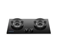 Cuisinière à gaz à double brûleur, poêle à frire à feu élevé de 5,2 kW, poêle à couvercle en acier avec protection anti-extinction et fonction de verrouillage enfant(LPG)