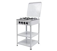 Cuisinière à gaz à quatre feux avec 4 boutons rotatifs - Allumage manuel et régulation de la flamme - Convient pour casseroles plates (aluminium, acier inoxydable) - Idéal pour maison de vacances