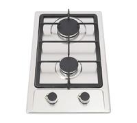 Cuisinière à gaz avec 2 brûleurs, 3 kW et 1,75 kW, 51 x 31 x 10 cm, allumage électrique par impulsion, cuisinière à gaz en acier inoxydable, avec valve de réducteur de pression, montage pour plaque de