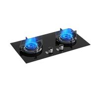 Cuisinière À Gaz Avec 2 Brûleurs, Cuisinière À Gaz De Camping 5,0 KW, Cuisinière De Comptoir De Cuisine, Support À Casseroles En Fonte En Verre Trempé, Avec Protection Contre Les Flammes(NG)