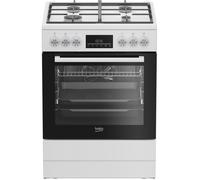 Cuisinière à gaz blanche - BEKO - Four électrique - 4 brûleurs à gaz - Allumage électrique - Supports en fonte