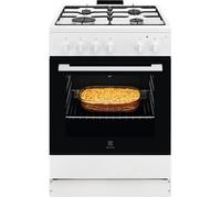 cuisinière à gaz blanche - Electrolux - 4 brûleurs à gaz - Four à gaz - Gril gaz - Autonettoyage catalytique