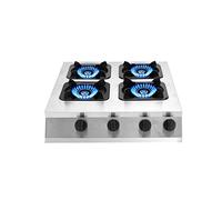 Cuisinière à gaz commerciale 4 brûleurs LPG/NG double combustible - Acier inoxydable encastrable avec boutons droits - Allumage électronique pulsé - Convient pour un usage domestique et professionnel