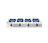 Cuisinière à gaz commerciale 4 brûleurs LPG/NG double combustible - Acier inoxydable encastrable avec boutons droits - Allumage électronique pulsé - Convient pour un usage domestique et professionnel