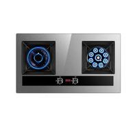 Cuisinière À Gaz Cuisinière À Gaz À 2 Brûleurs, Fonction Minuterie 5,2 Kw Verre Trempé Camping Double Brûleur Gpl/gaz Naturel, Support De Casserole En Fonte (Size : NG)