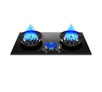 Cuisinière À Gaz Double Brûleur, Cuisinière Convertible GPL/GN, Support De Pot En Cuivre Moulé En Verre Trempé Noir Avec Protection Contre Les Flammes, Adapté À La Maison, Au Camping-car, Au Camping(N