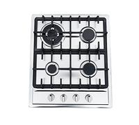 Cuisinière à gaz en acier inoxydable - 4 feux - Intégré - Avec sécurité d'allumage - 3,0 kW + 1,75 kW + 1,0 kW - Idéal pour appartements, hôtels, restaurants et motels