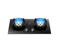 Cuisinière À Gaz En Acier Inoxydable, Réchaud De Camping 5 KW, Table De Cuisson À 9 Cavités, 2 Brûleurs, Grille En Fonte Et Verre Trempé(NG)