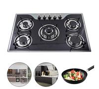 Cuisinière à gaz en verre de 30,3" - 5 ampoules - Réchaud à gaz intégré pour la maison et le camping-car - 5 zones - En acier inoxydable - Pour propane et gaz naturel - 10,25 kW - EU STOCK