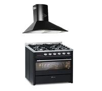 Cuisinière à gaz - GURARI - GCH E 610 BL - Four électrique 60 L - Hotte aspirante 1000m³/h - Noir