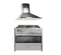 Cuisinière à gaz - - GCH E 610 X - Four électrique 60 L - Hotte aspirante 60 cm - Inox