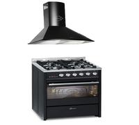 Cuisinière à gaz - GURARI - GCH E 610 BL - Four électrique 60 L - Hotte aspirante 1000m³/h - Noir