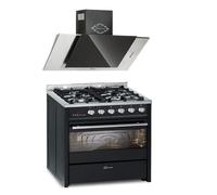 Cuisinière à gaz - GURARI - GCH E 610 BL+GCH S 482 60 IS - Four électrique 60 L - Laqué noir - 60 cm