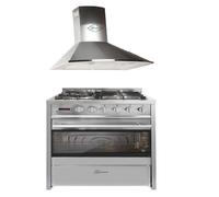 Cuisinière à gaz - GURARI - GCH E 610 X - Four électrique 60 L - Hotte aspirante 60 cm - Inox