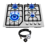 Cuisinière à gaz intégrée 55,8 x 50,8 cm, 4 brûleurs, poêle en acier inoxydable avec kit de conversion NG/LPG, protection thermocouple et facile à nettoyer (20 x 22 L)