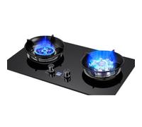 Cuisinière À Gaz Intégrée, Cuisinière À Gaz 2 Brûleurs, Minuterie 5,0 KW/5,2 KW (indépendante Des Deux Côtés), Flamme Élevée, Support À Casseroles En Fonte De Verre Trempé Noir (Size : LPG)