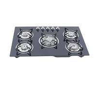 Cuisinière à gaz intégrée JAYEUW en verre trempé avec 5 brûleurs Cuisinière à gaz avec grilles en porcelaine émaillée pour gaz naturel Lpg