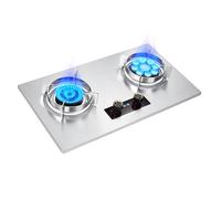 Cuisinière À Gaz, Minuterie De Table 7,0 KW, Cuisinière Encastrée Double Brûleur En Acier Inoxydable, For Restaurants Familiaux Et Stands Restauration(NG)