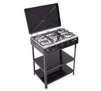 Cuisinière à gaz naturel avec 5 brûleurs en acier inoxydable, autoportante, pour cuisiner, rôtir, coupe-vent, randonnée, camping, jardin, pique-nique, noir, pour adultes