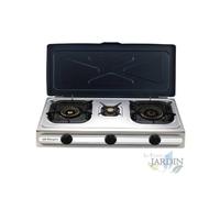 Cuisinière à gaz - Orbegozo - INOX - 3 brûleurs - Gaz butane ou propane - Utilisation extérieure