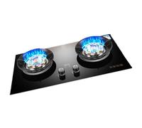 Cuisinière À Gaz - Plaque De Cuisson À 2 Feux, Cuisinière À En Verre Trempé, Réchaud De Camping Avec Minuterie, Deux Méthodes D'installation, Facile À Nettoyer(NG)