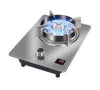 Cuisinière À Gaz Portable 7,2 KW 9 Cavités À Feu Élevé Temporisé, Support De Casserole En Fonte, Protection Contre Les Flammes For Éviter Les Fuites De Gaz, Kit GPL/gaz Naturel(Silver,LPG)