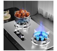 Cuisinière à gaz Portable avec 2 brûleurs, brûleur Wok à cavité 5,2 kw-13, dessus en verre trempé argenté for la cuisson, Kit gpl/gaz naturel (Size : LPG)