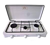 Cuisinière à gaz portable pour le camping, 3 brûleurs, blanc, MPM, KN-03/1K, , Blanc Blanc G