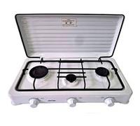 Cuisinière à gaz portable pour le camping, 3 brûleurs, blanc, MPM, KN-03/1K, , Blanc Blanc G