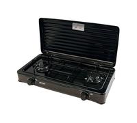 Cuisinière à gaz portable pour le camping, réchaud portable, 2 brûleurs réglable MPM KN-02/1KB Noir