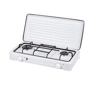 Cuisinière à gaz portable pour le camping, réchaud portable, 2 brûleurs réglable MPM SML-KN-02/1K Blanc
