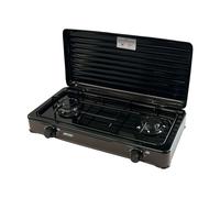 Cuisinière à gaz portable pour le camping, réchaud portable, 2 brûleurs réglable, , Noir, MPM, KN-02/1KB